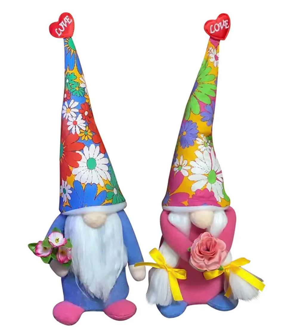 Paire de gnomes - Lauri et Kukka - Flower Power