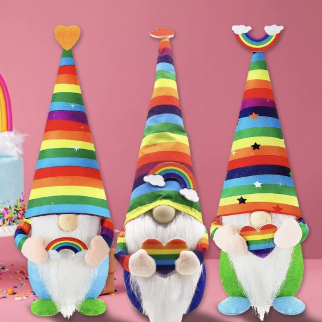 Regenbogenwichtel Lasse, Knut und Mauno in drei verschiedenen Farben